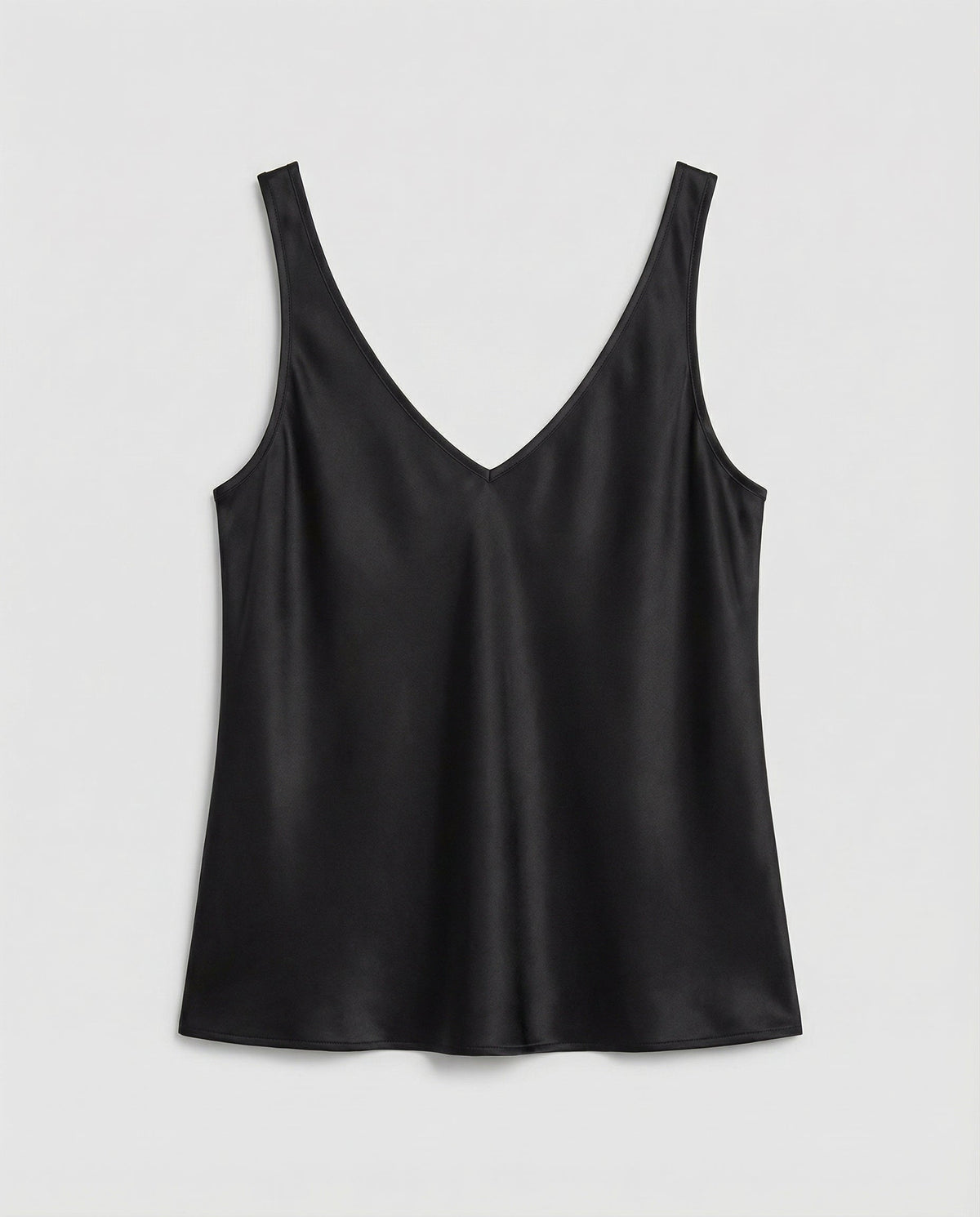 Elegant satin cami top for women - V-neck with wide straps & silky-smooth look