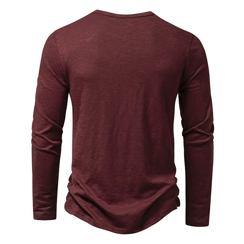 Pánská košile Henley s dlouhými rukávy a zapínáním na knoflíky