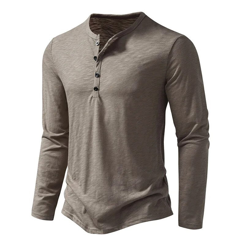 Pánská košile Henley s dlouhými rukávy a zapínáním na knoflíky