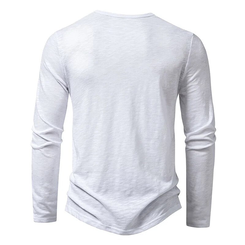 Pánská košile Henley s dlouhými rukávy a zapínáním na knoflíky