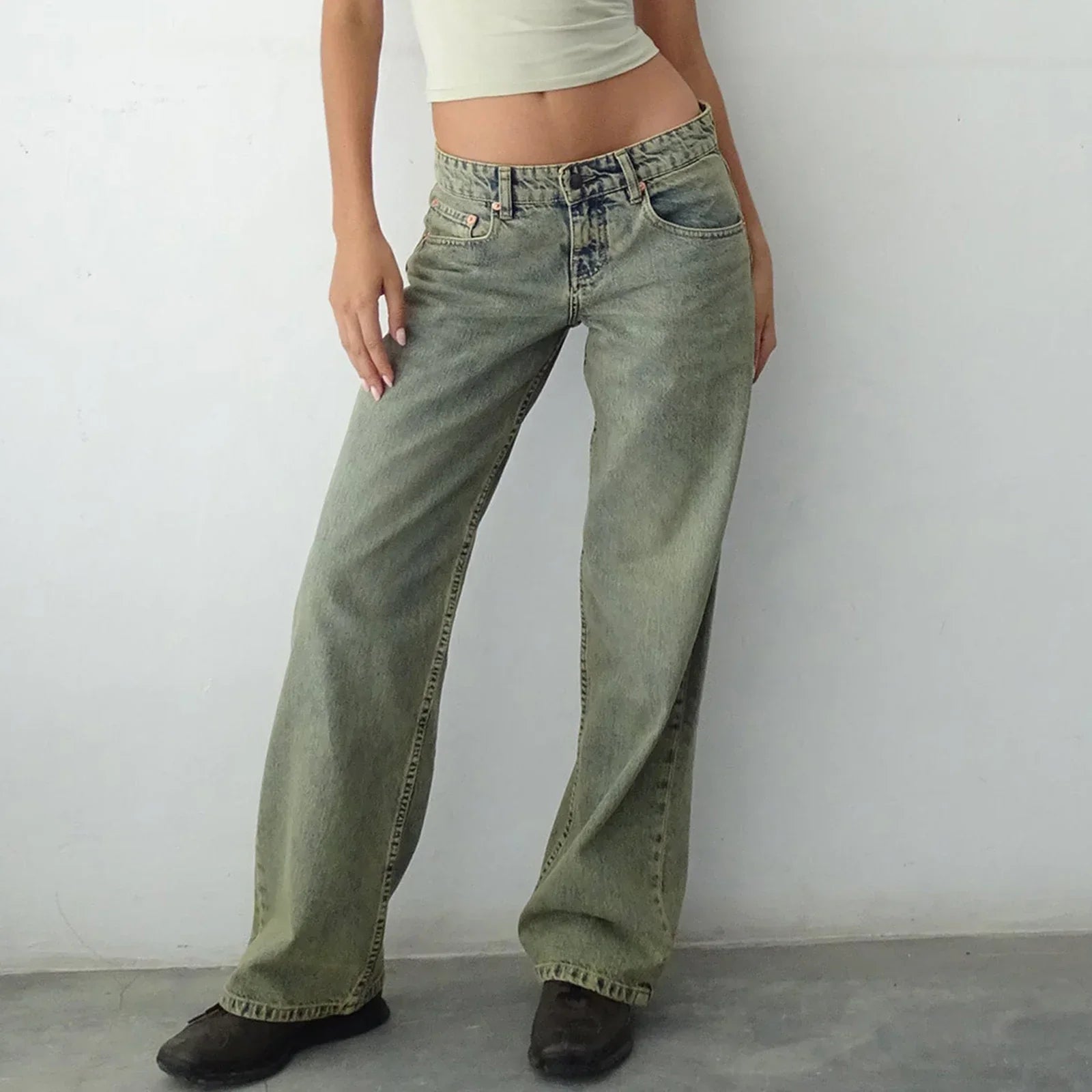 Lavtaljede baggy široké džíny pro ženy | Vintage denimové kalhoty s volným střihem a streetwear vzhledem | Odolná kvalita