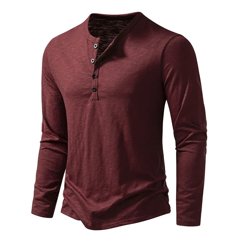 Pánská košile Henley s dlouhými rukávy a zapínáním na knoflíky