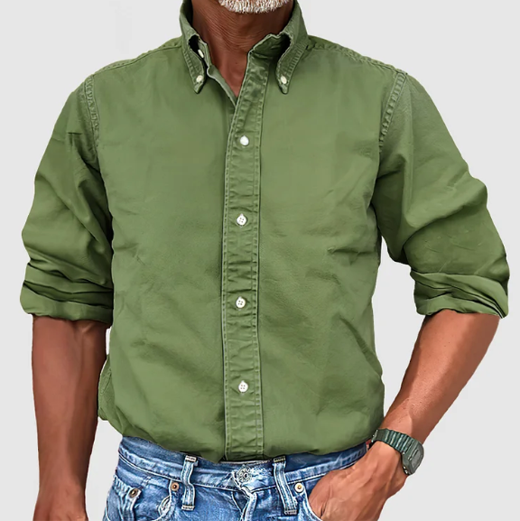 Klassisk Langærmet Herreskjorte – Casual Button-Down Skjorte