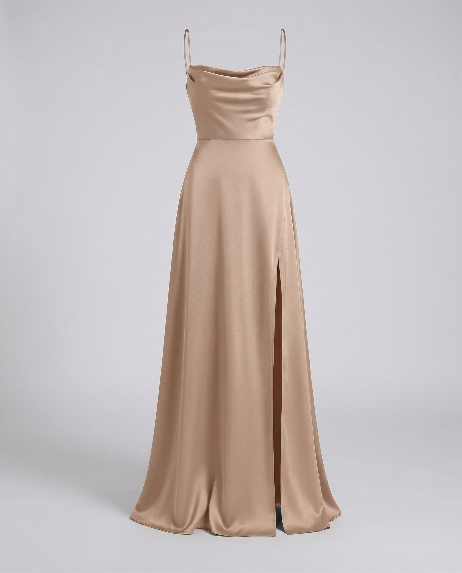 Seiden Maxikleid Damen | Drapierter Ausschnitt & Eleganter Beinschlitz