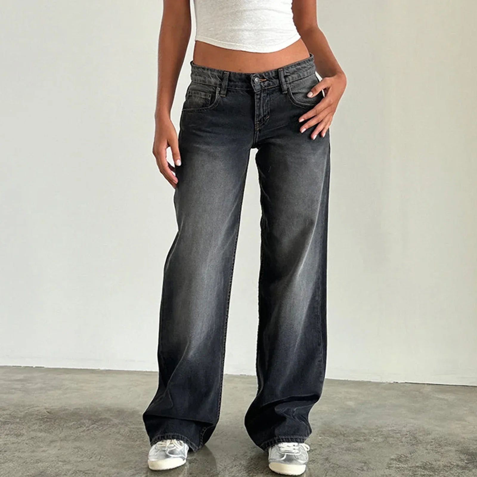 Lavtaljede baggy široké džíny pro ženy | Vintage denimové kalhoty s volným střihem a streetwear vzhledem | Odolná kvalita