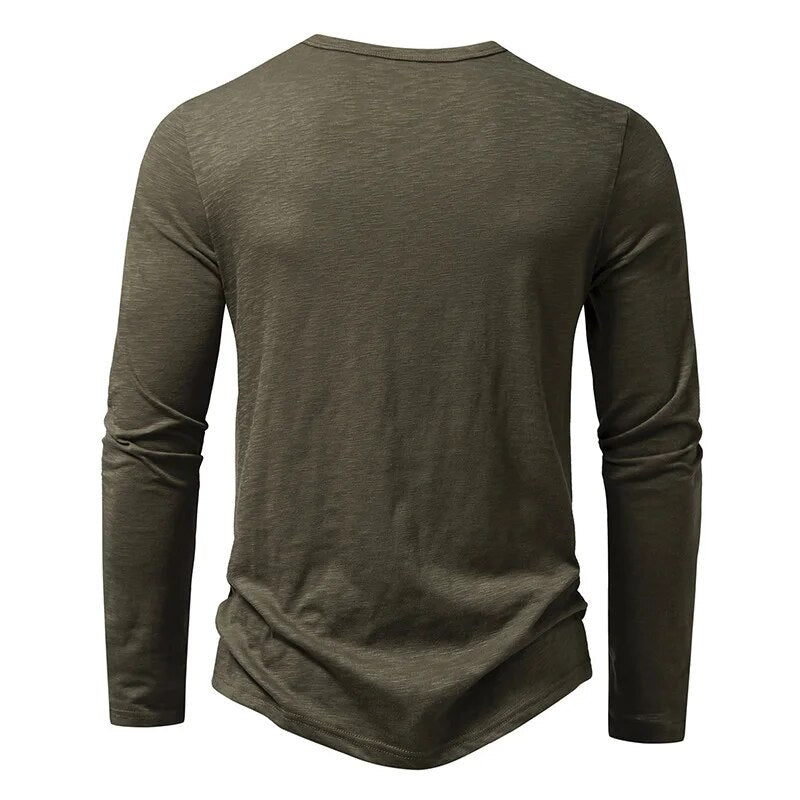 Pánská košile Henley s dlouhými rukávy a zapínáním na knoflíky
