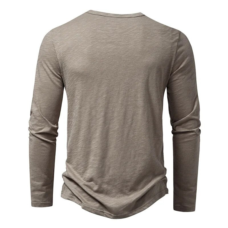 Pánská košile Henley s dlouhými rukávy a zapínáním na knoflíky