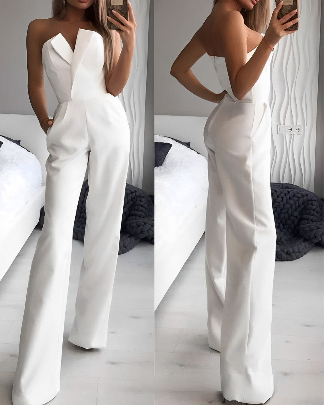 Sleeveless Jumpsuit with V-Neckline