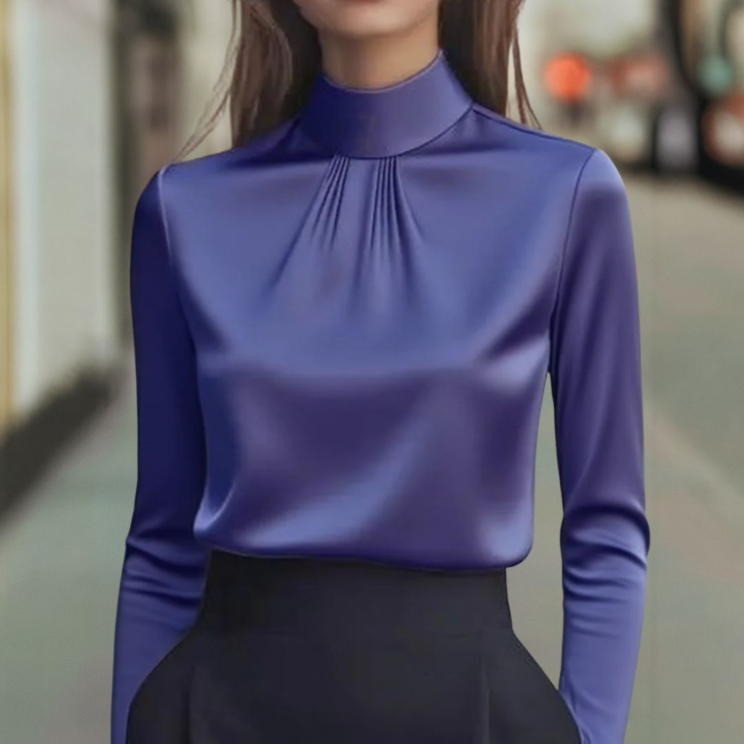 Plisovaná halenka s vysokým límcem pro ženy – elegantní formální pohodlí