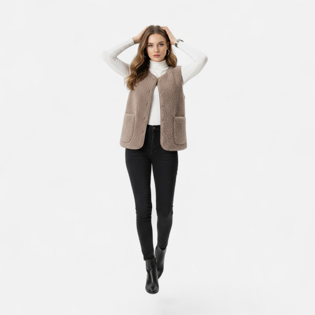 Gilet sans manches décontracté doublé pour femmes