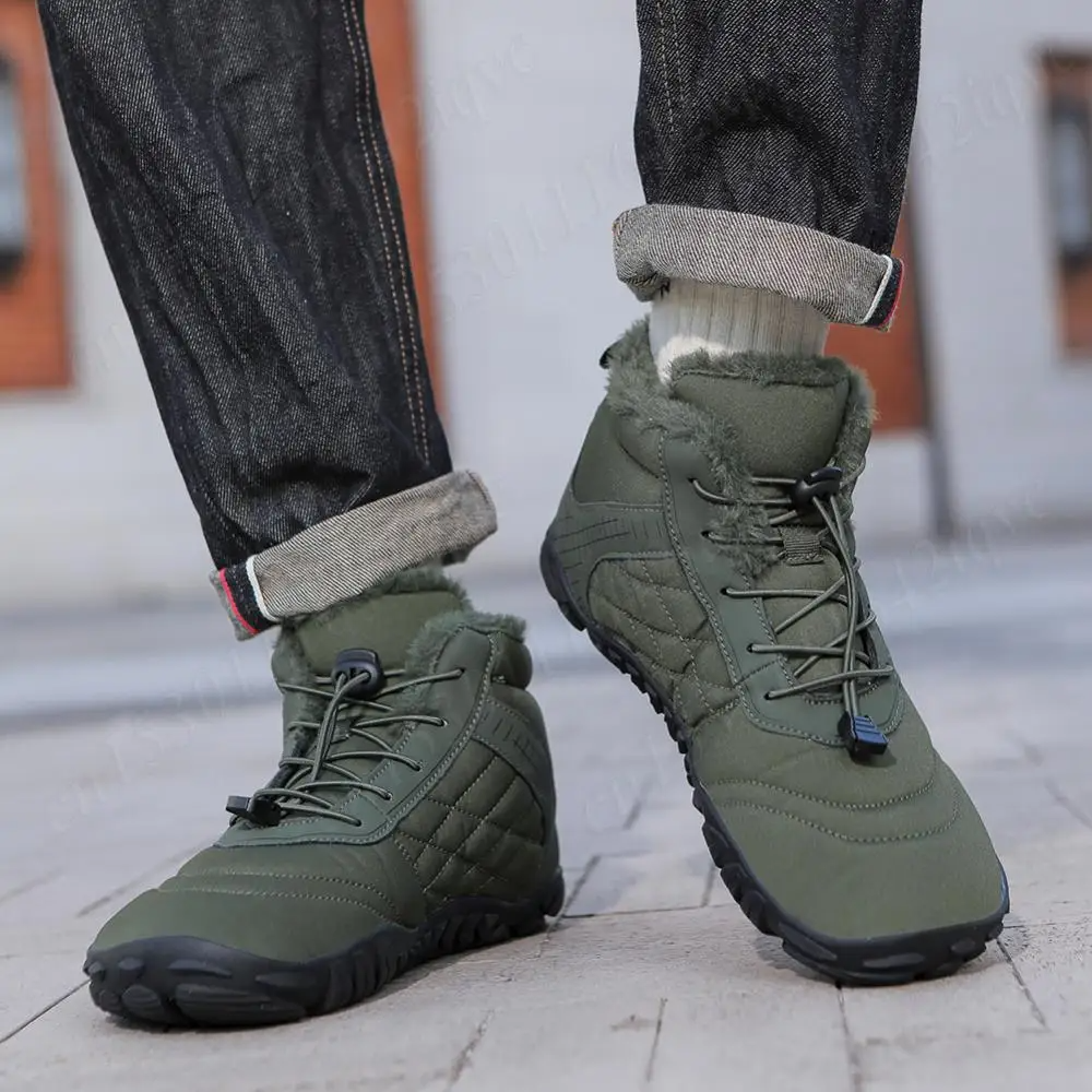 Bellivaro | Vandtætte Barefoot Vinterstøvler til Mænd | Foret Skridsikker Udendørssko
