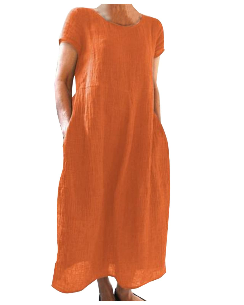 Abito Lungo in Lino da Donna con Vestibilità Morbida