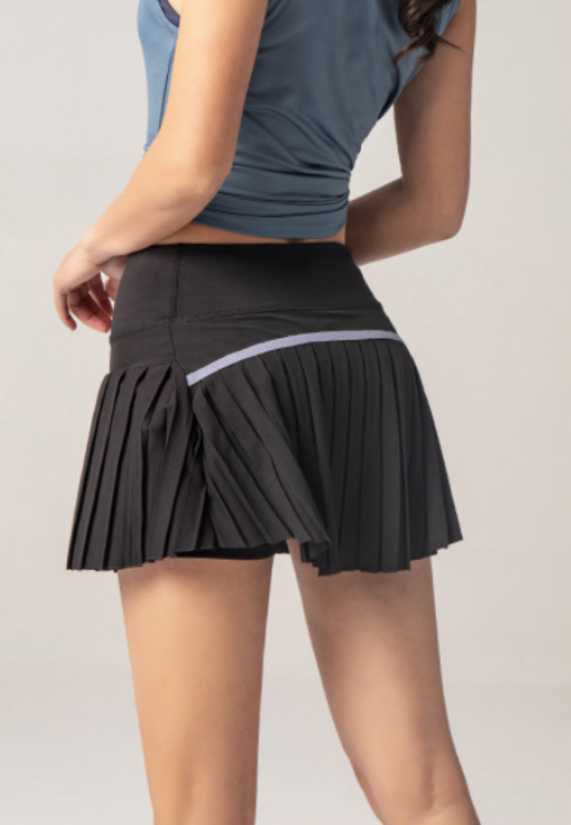 Dame Plisseret Tennis Skort med Bred Linning