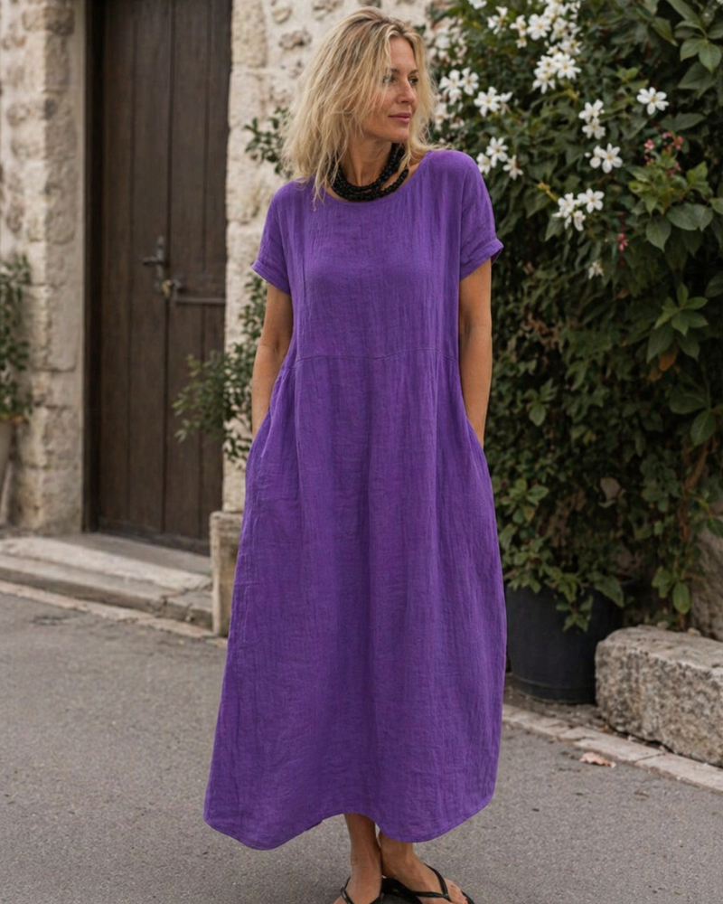 Abito Lungo in Lino da Donna con Vestibilità Morbida