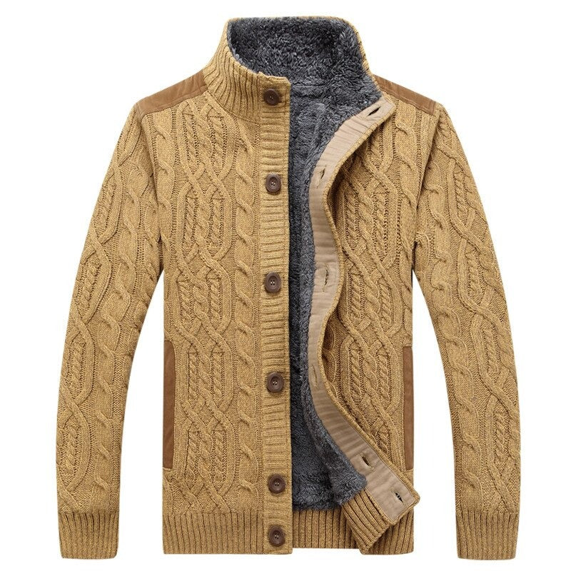 Bellivaro | Herre Strikket Cardigan med Plysfor | Klassisk Vinterkomfort