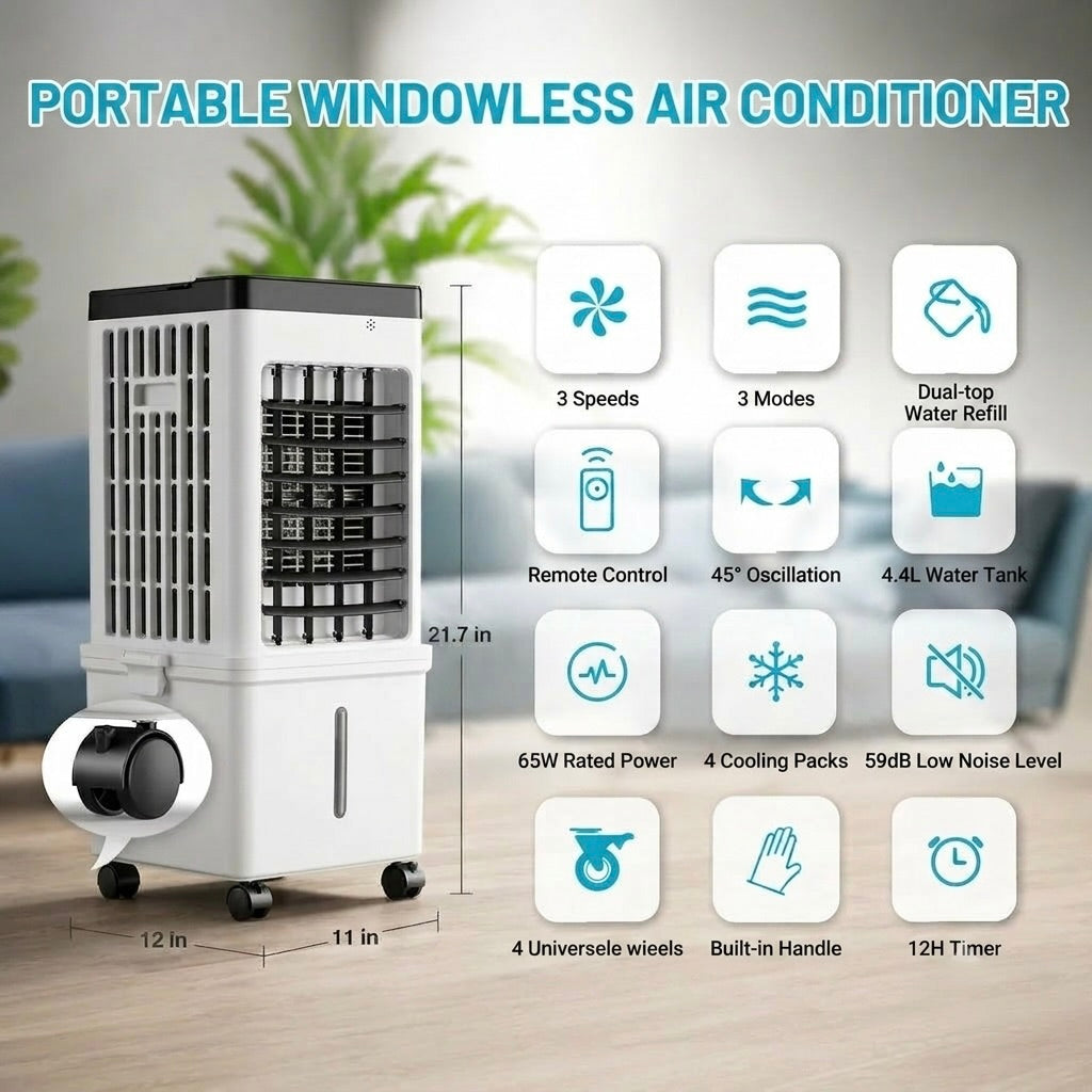 Bærbar Vinduesløs Aircondition | Øjeblikkelig Køling