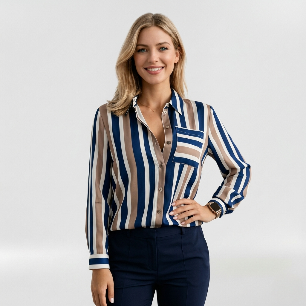 Relaxed shirt for women with stripes and long sleeves for everyday wear