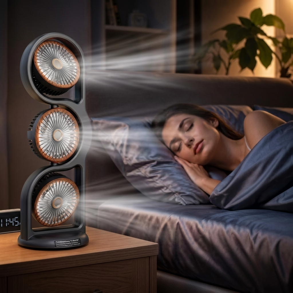 Bærbar Ventilator med Tre Blæsere