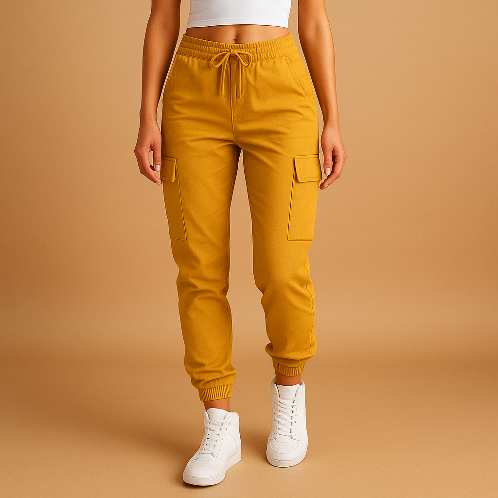 Aansluitende Cargo Broek met Hoge Taille voor Dames