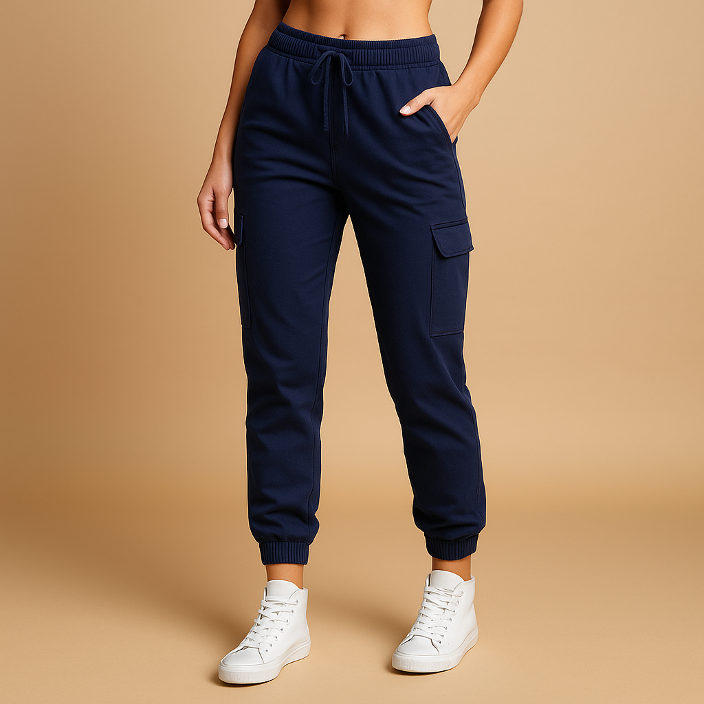 Aansluitende Cargo Broek met Hoge Taille voor Dames