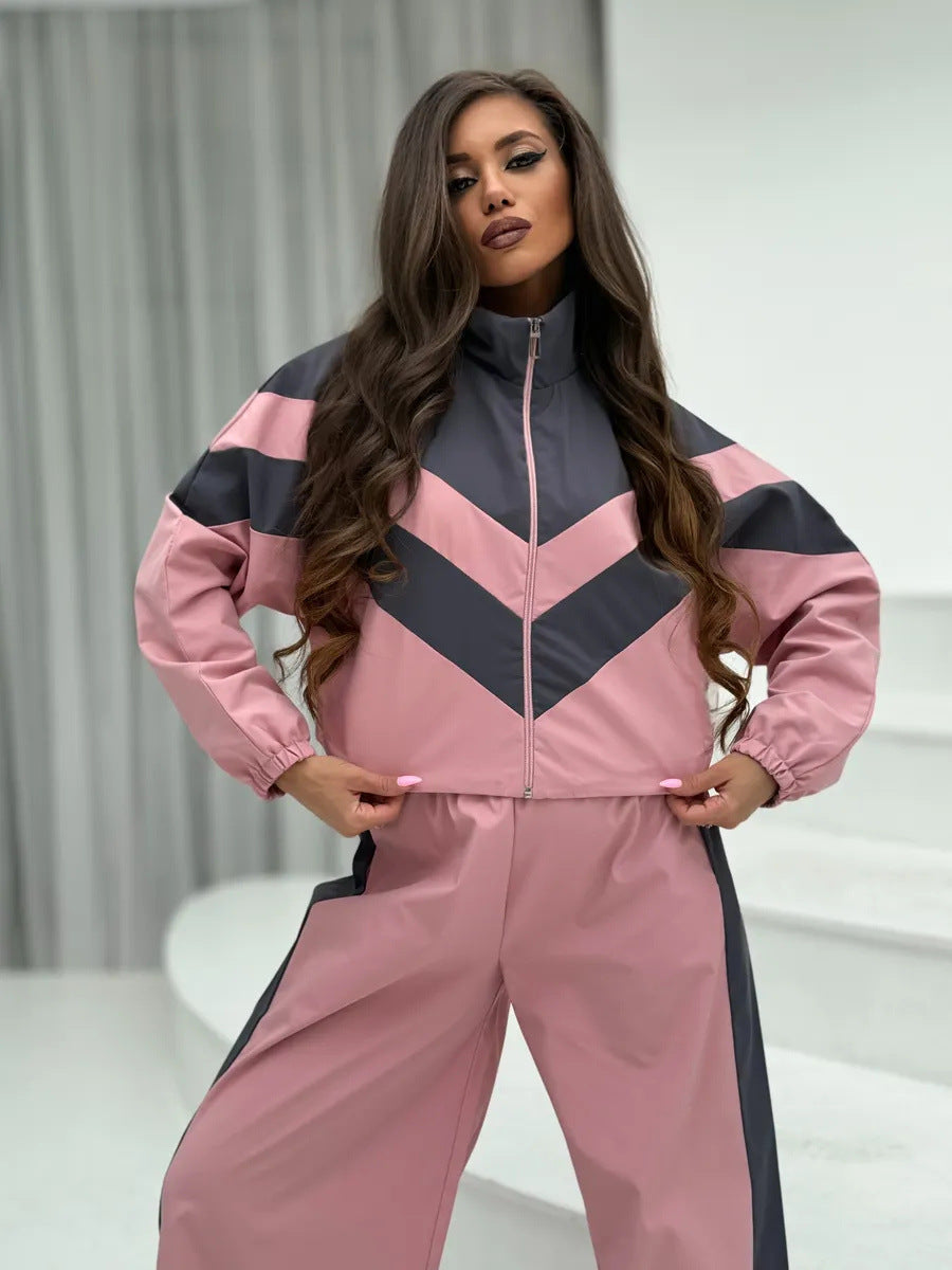Cropped Træningssæt til Kvinder med Chevron Design