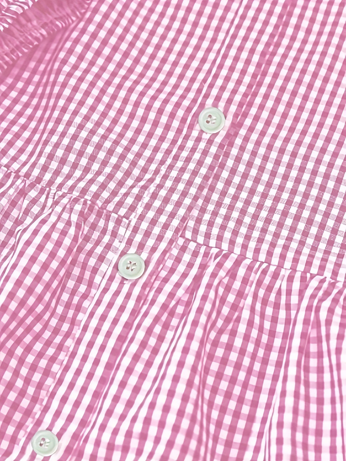 Dame Minikjole med Gingham-Mønster og Flæser