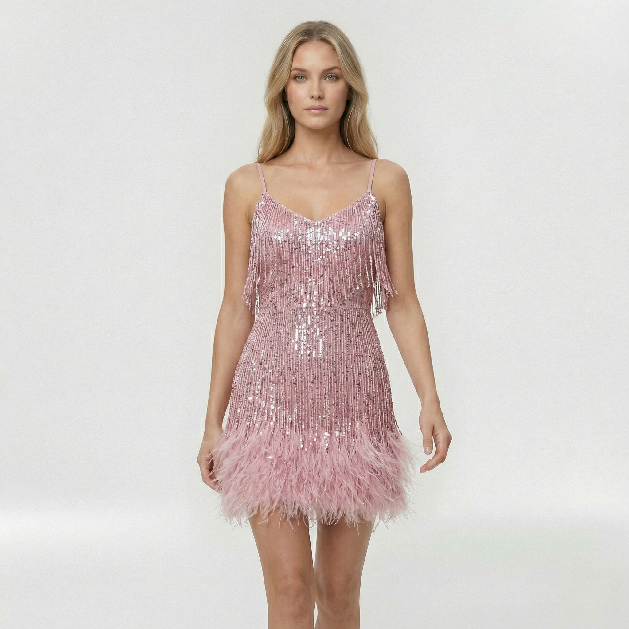 Vestido de cocktail para mulher com franjas e comprimento mini para festas