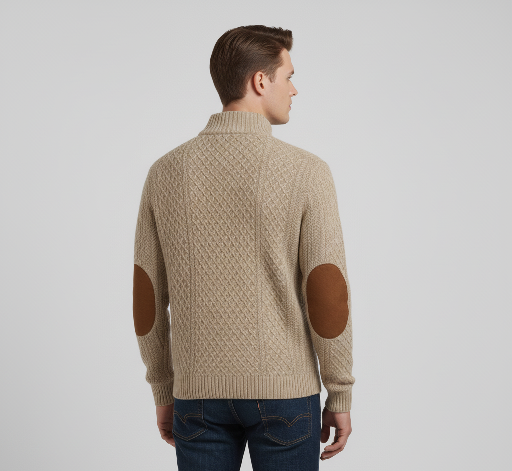 Bellivaro herre kabelstrik trøje med halv knaplukning