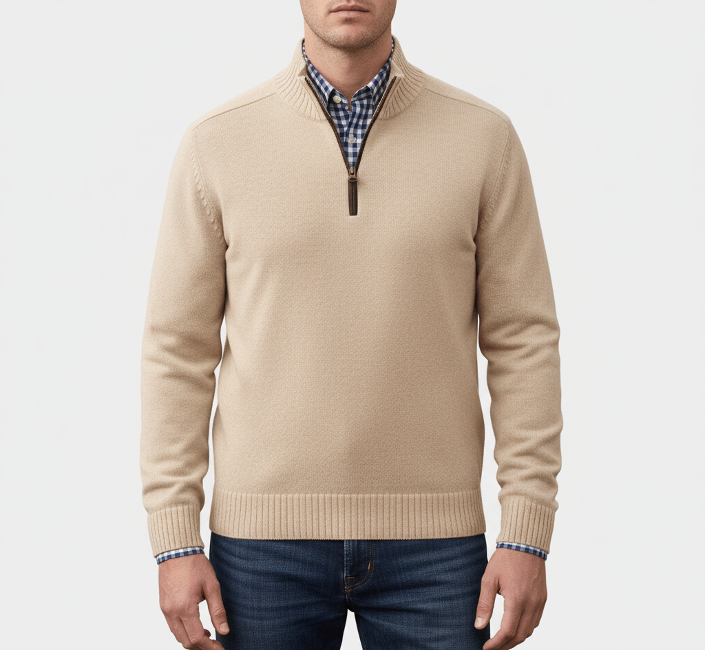 Bellivaro ανδρικό ημίκλειστο πλεκτό πουλόβερ από βαμβάκι