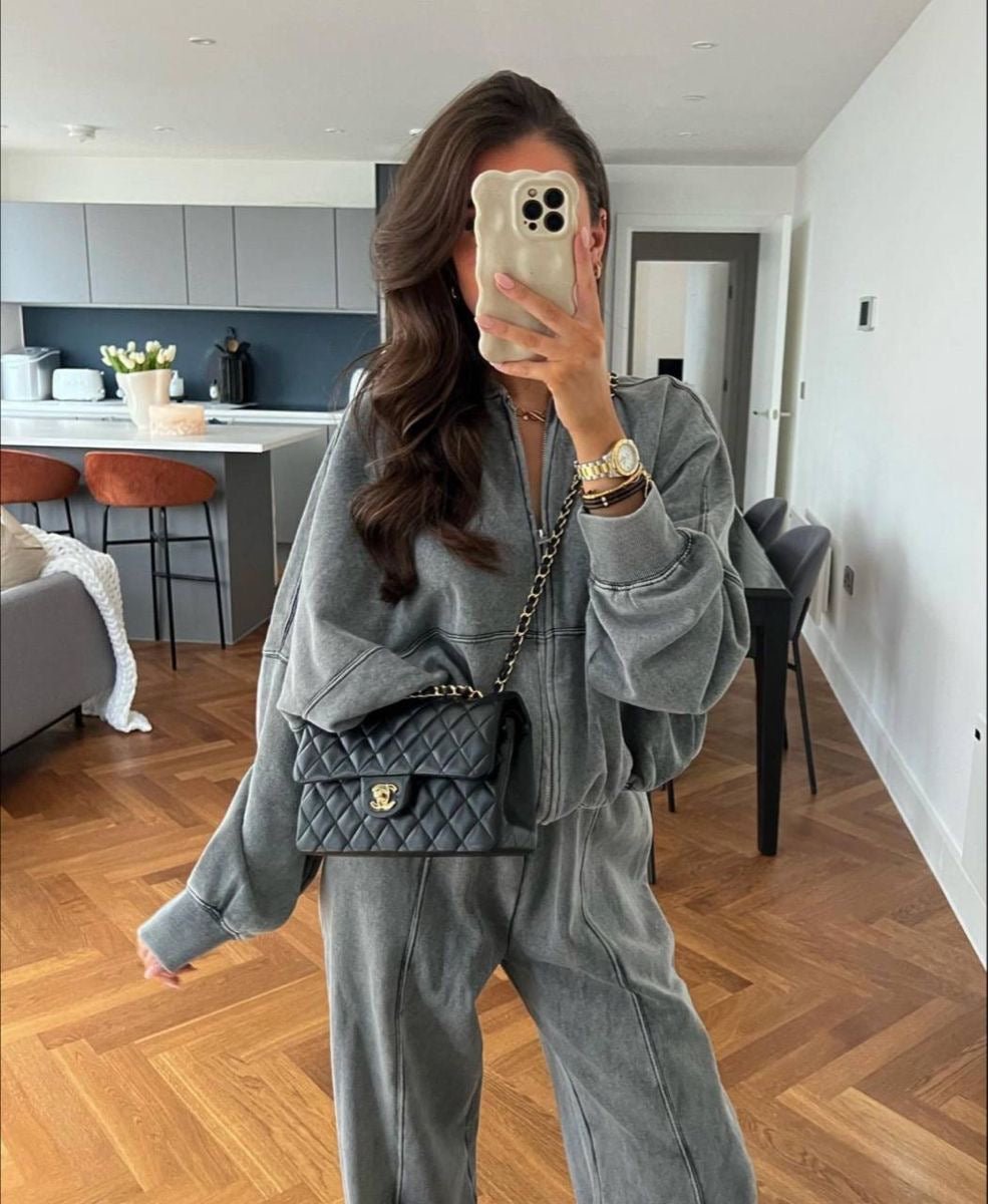 Oversized Tracksuit Sæt til Kvinder med Bomberjakke