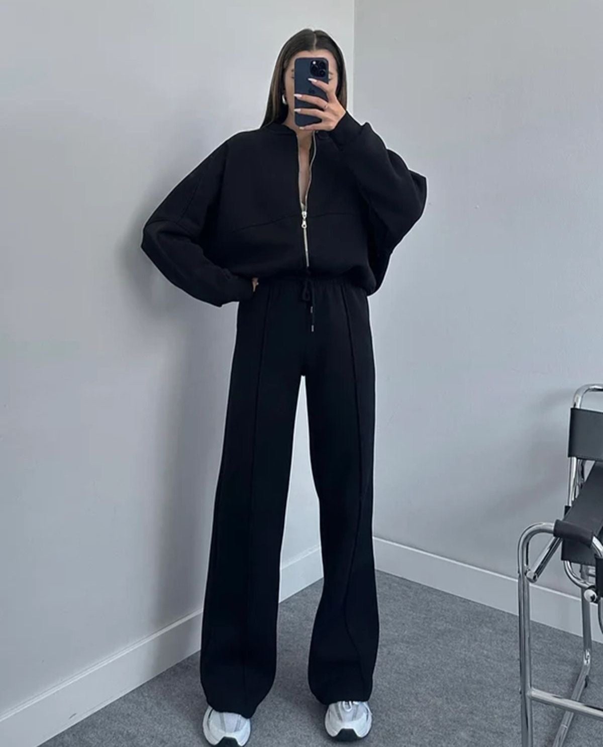 Oversized Tracksuit Sæt til Kvinder med Bomberjakke
