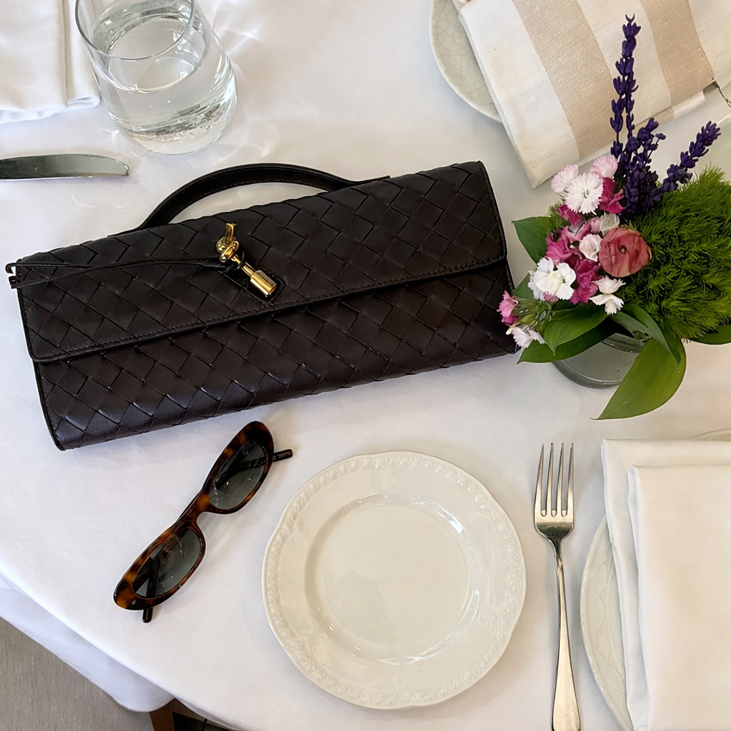 Flettet Clutch Taske med Skulderrem – Elegant Aftentaske