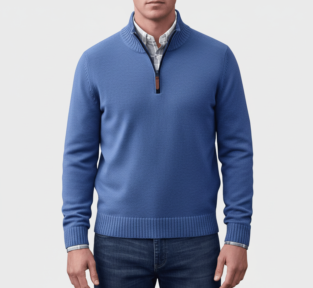 Bellivaro ανδρικό ημίκλειστο πλεκτό πουλόβερ από βαμβάκι