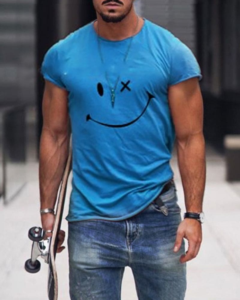 Camiseta de algodón para hombre de manga corta con cuello redondo, cómoda y casual para uso diario en verano