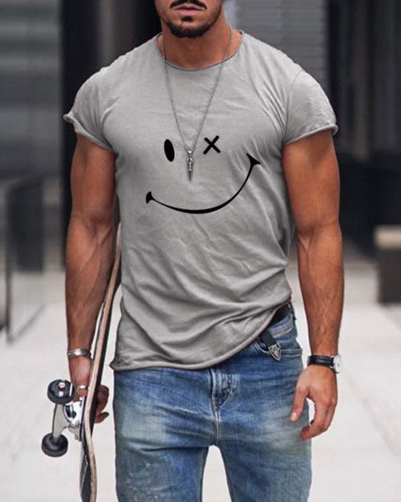 Camiseta de algodón para hombre de manga corta con cuello redondo, cómoda y casual para uso diario en verano