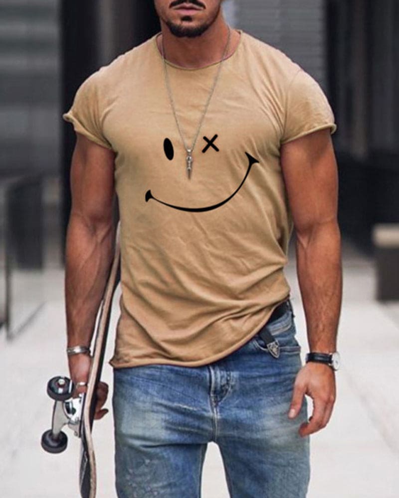 Camiseta de algodón para hombre de manga corta con cuello redondo, cómoda y casual para uso diario en verano