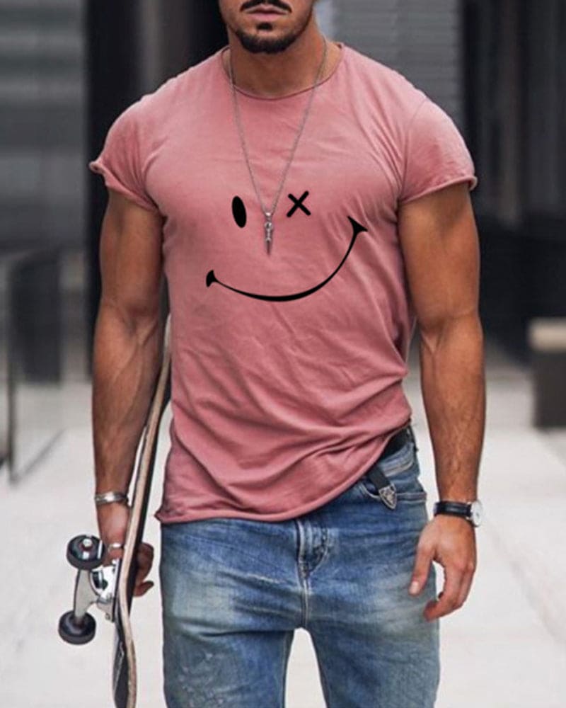 Camiseta de algodón para hombre de manga corta con cuello redondo, cómoda y casual para uso diario en verano