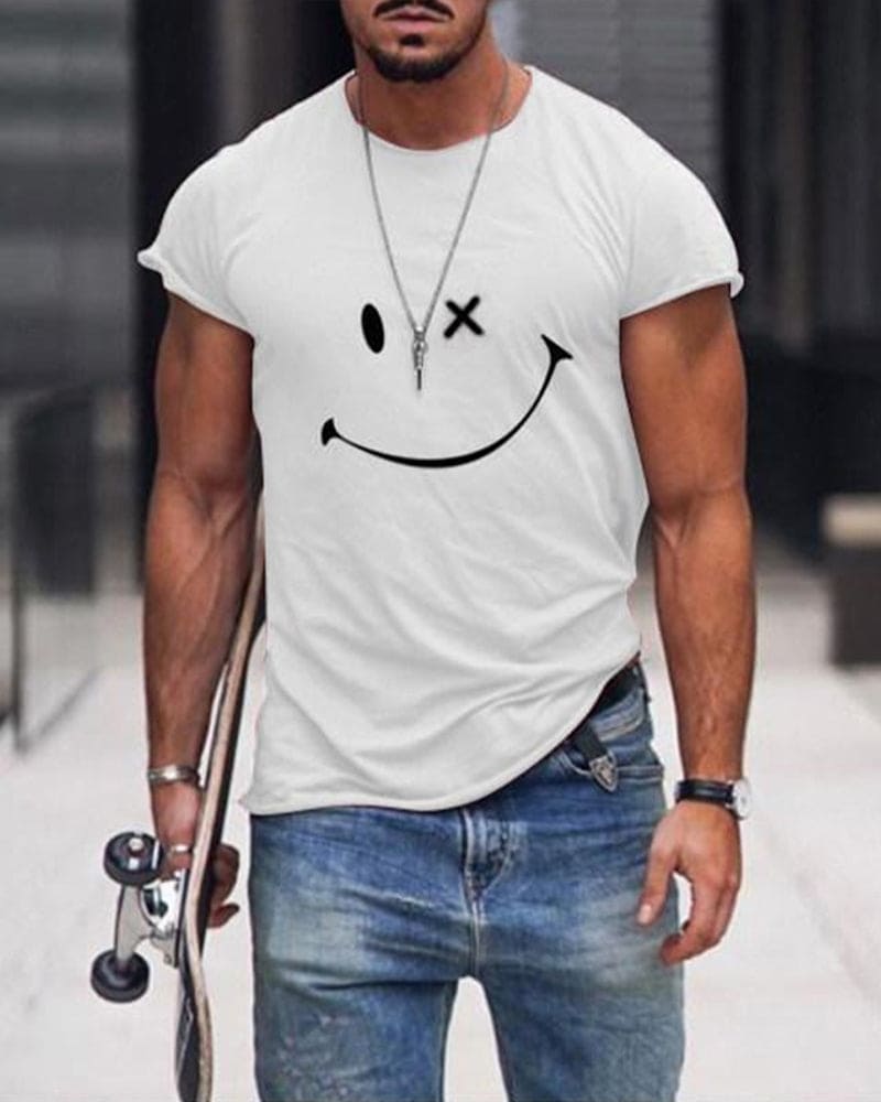 Camiseta de algodón para hombre de manga corta con cuello redondo, cómoda y casual para uso diario en verano