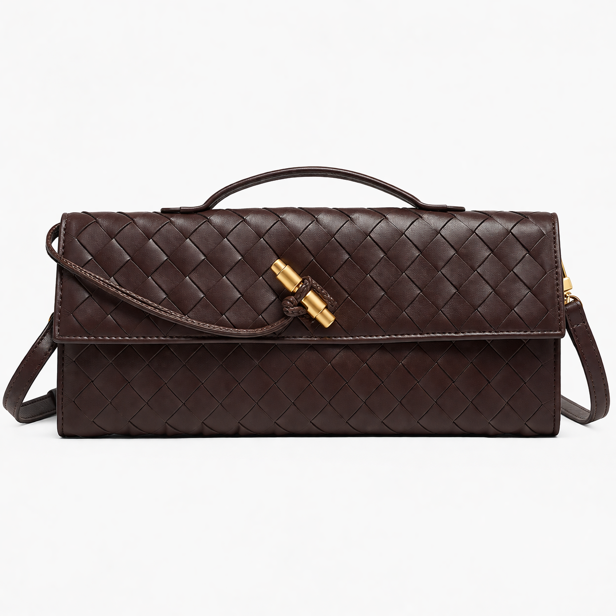 Flettet Clutch Taske med Skulderrem – Elegant Aftentaske