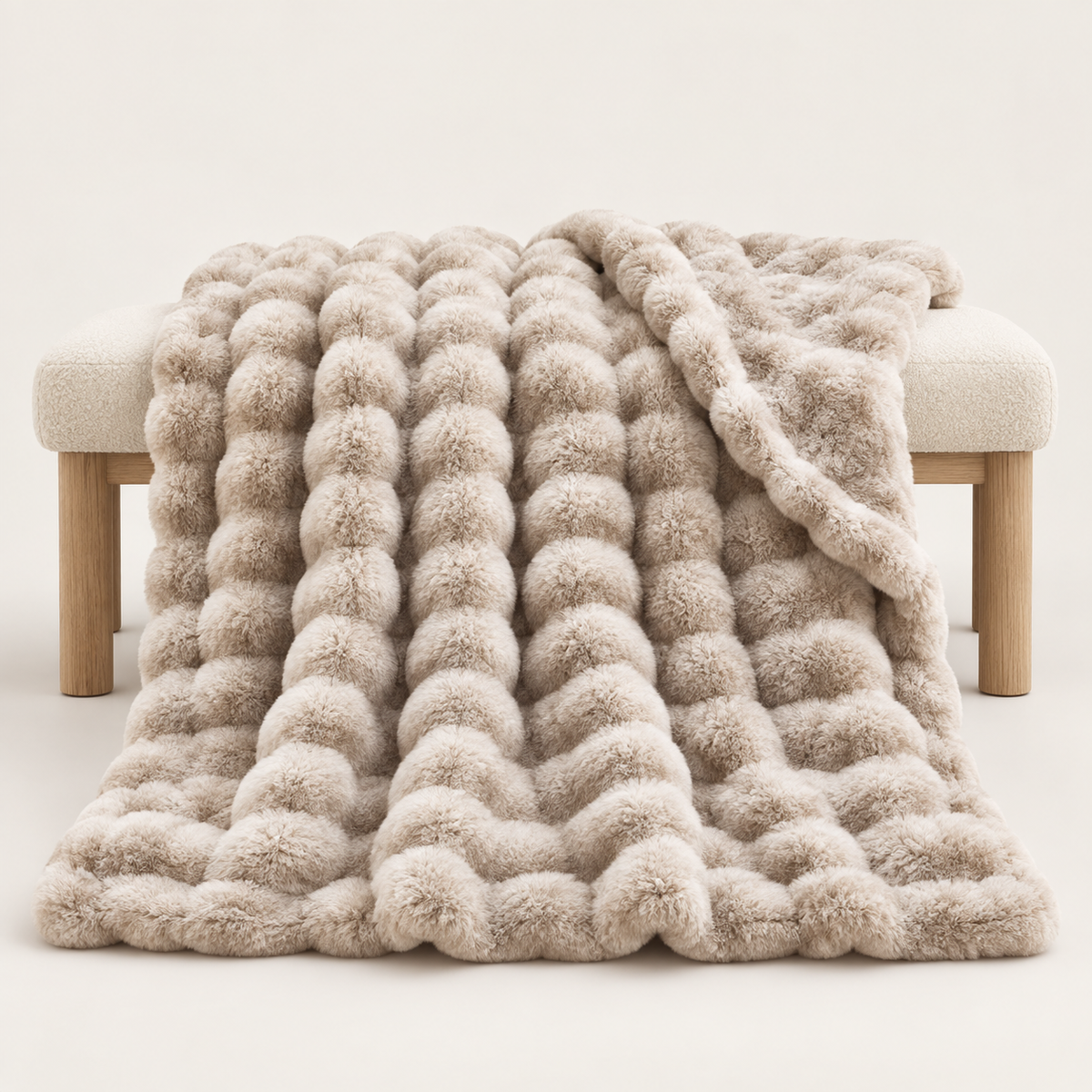 Fluffy Faux Fur Tæppe med Boblestruktur – 100 × 160 cm