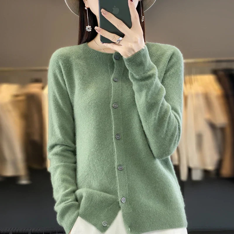 Strikket Cardigan til Kvinder med Knaplukning