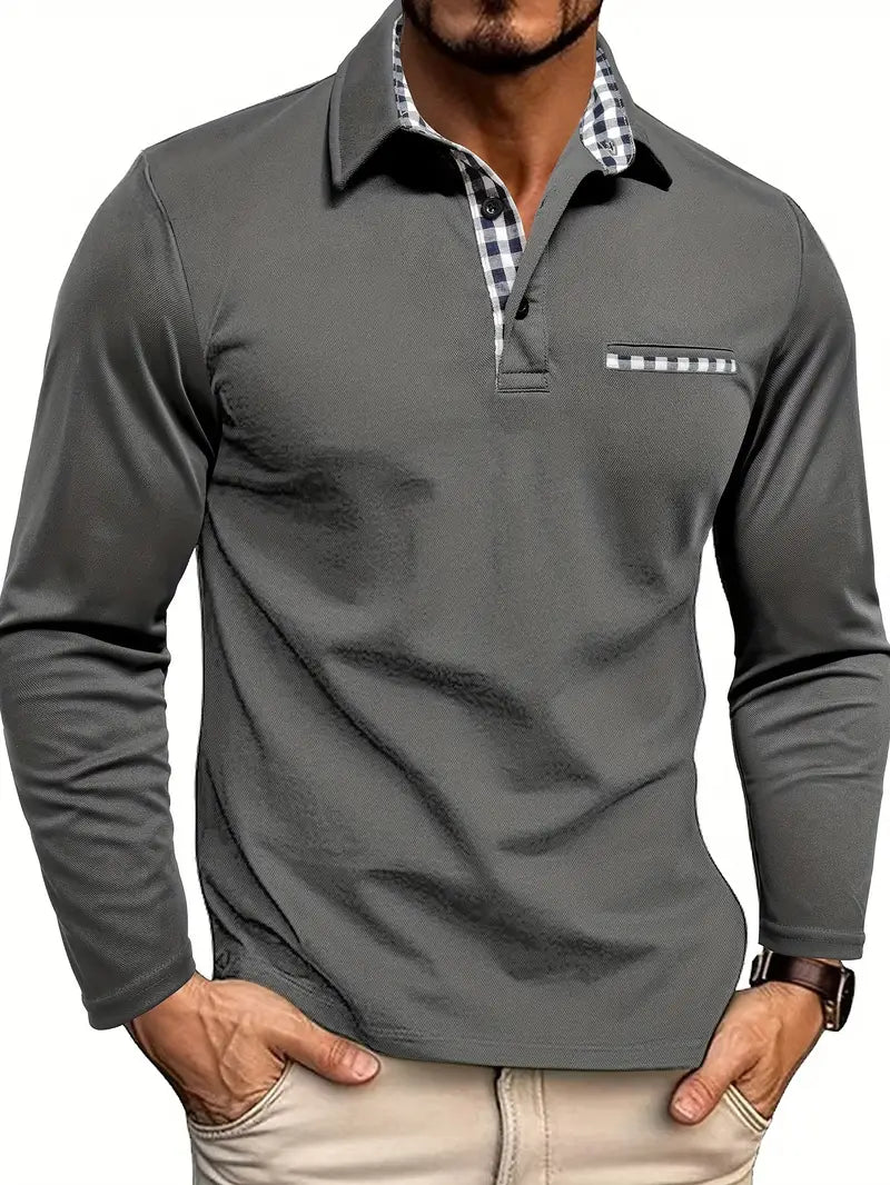 Slim fit polo med lange ærmer til mænd