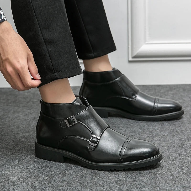 Parker | Ankle boots in faux leather with double monk strap