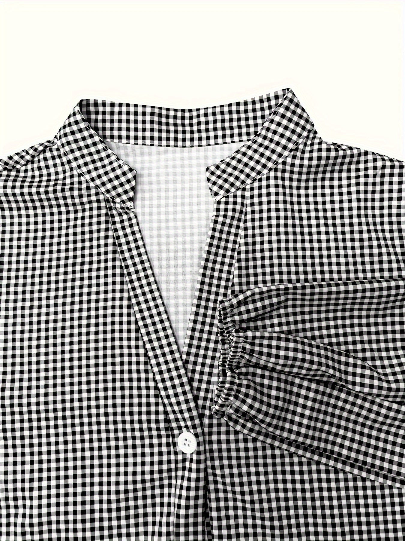 Dame Minikjole med Gingham-Mønster og Flæser