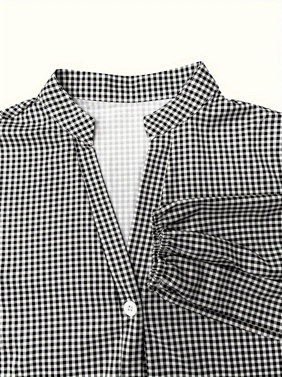 Dame Minikjole med Gingham-Mønster og Flæser