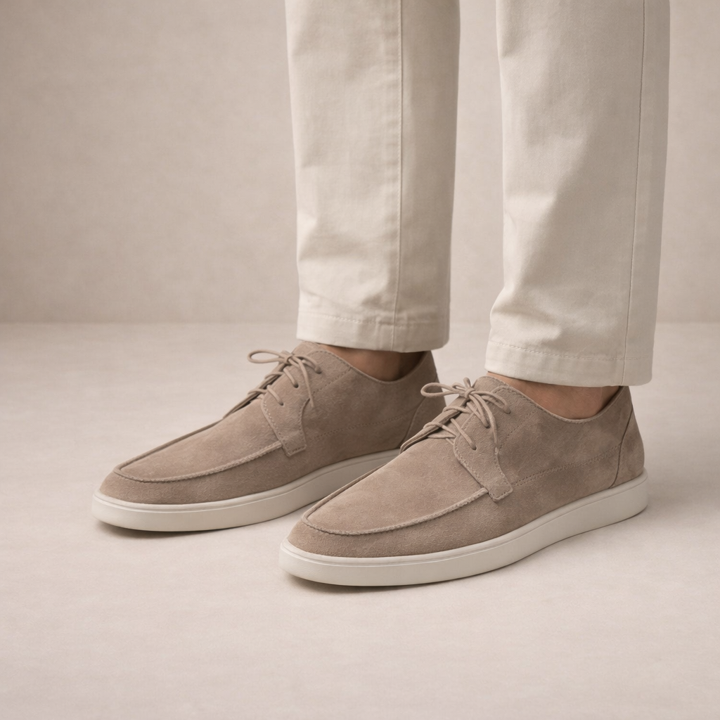 Herre Loafers i Ruskind med Snørelukning – Regular Fit