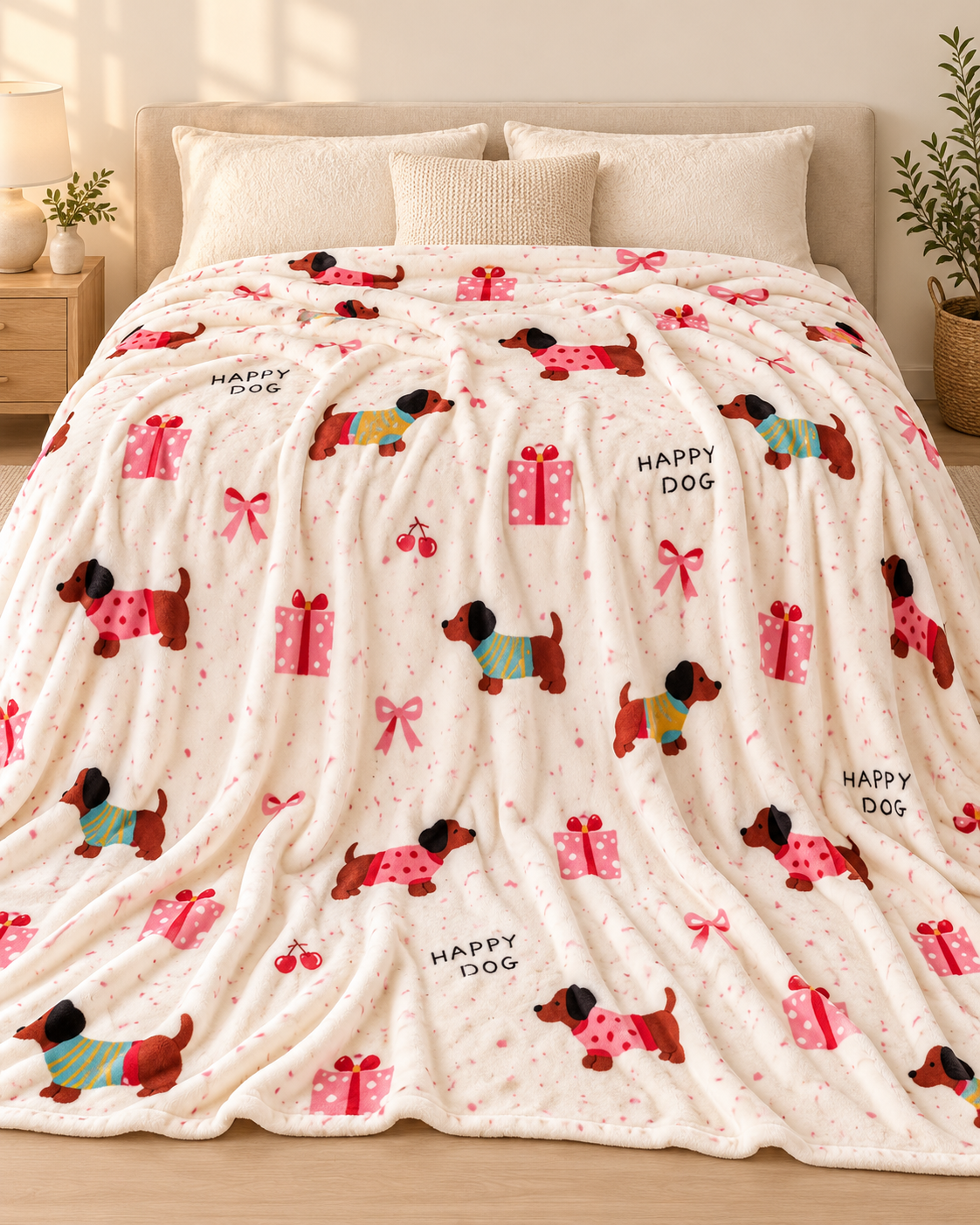 Jule Fleece Tæppe med Festlige Motiver – 3 Størrelser