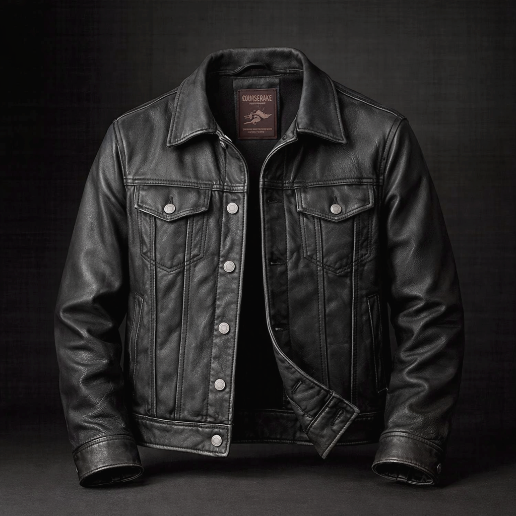 Truckerjakke i Kunstlæder til Mænd med Knaplukning