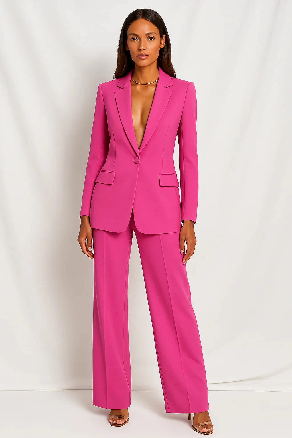 Ensemble blazer et pantalon pour femme, en coton léger, coupe moderne, motif à carreaux, couleur jaune.