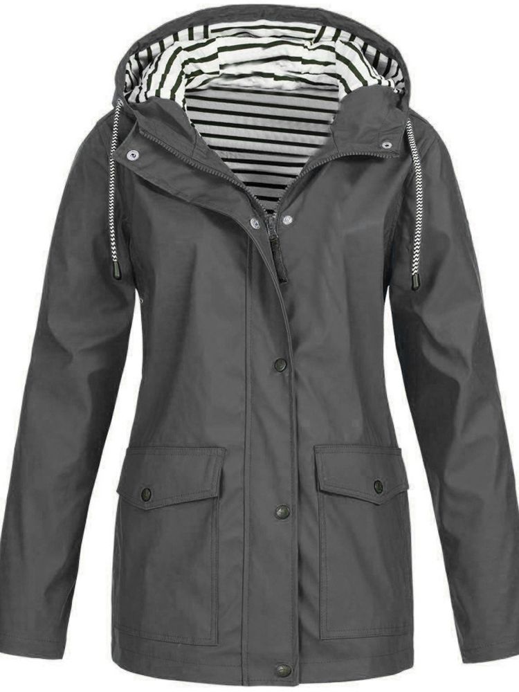 NOUVEAU RICHE Damenjacke Wasserdicht Winddicht Für Outdoor Wandern Grau